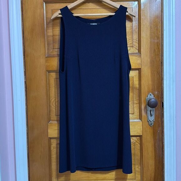 Reformation Sleeveless Navy Ribbed Knit Mod Dress Women’s Large - Picture 1 of 7